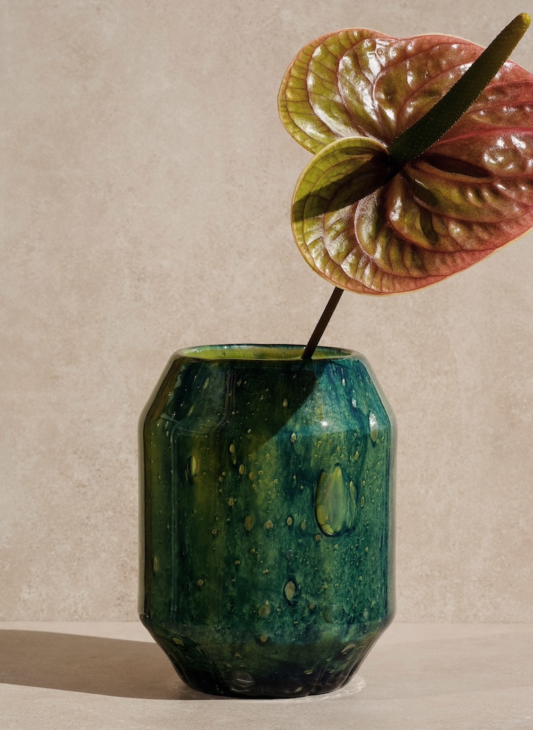 handmade vase made of recycled glass